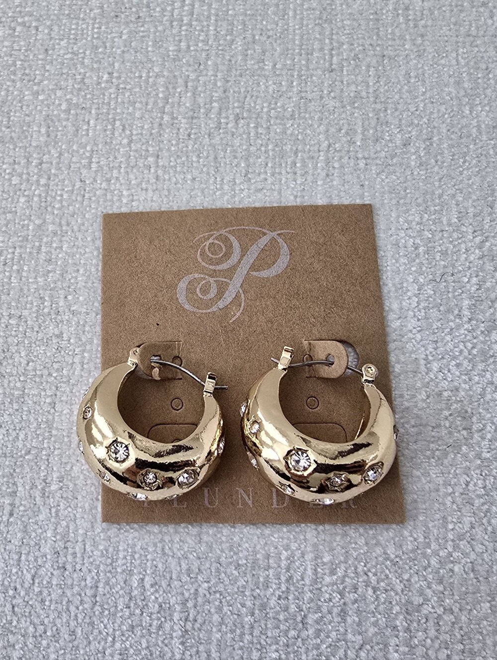 Plunder Chunky Gold-Tone Crystal Accent Hoop Earrings